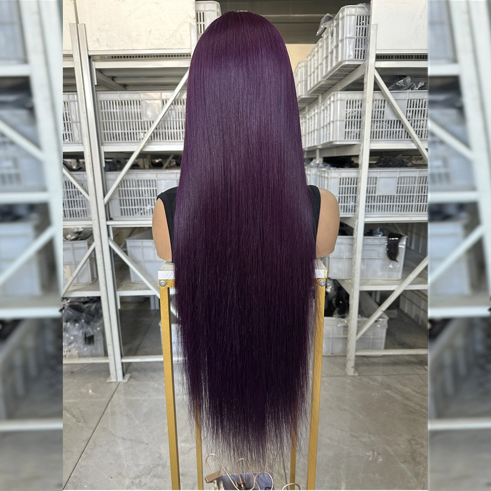 22inch Dark Purple Transparent Lace Frontal Wig Straight Color Wigs
